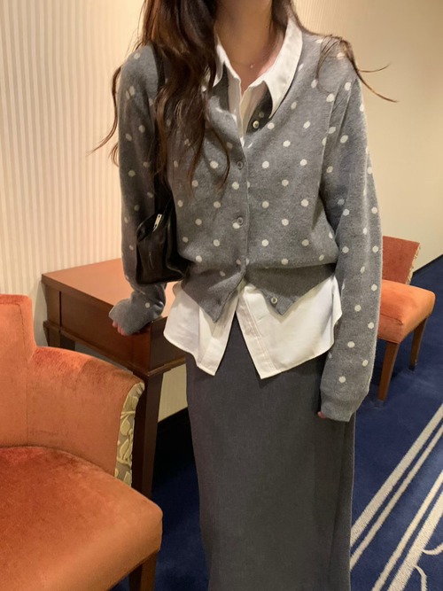 (予約) pretty young thing / Dot cashmere cardigan 2color　