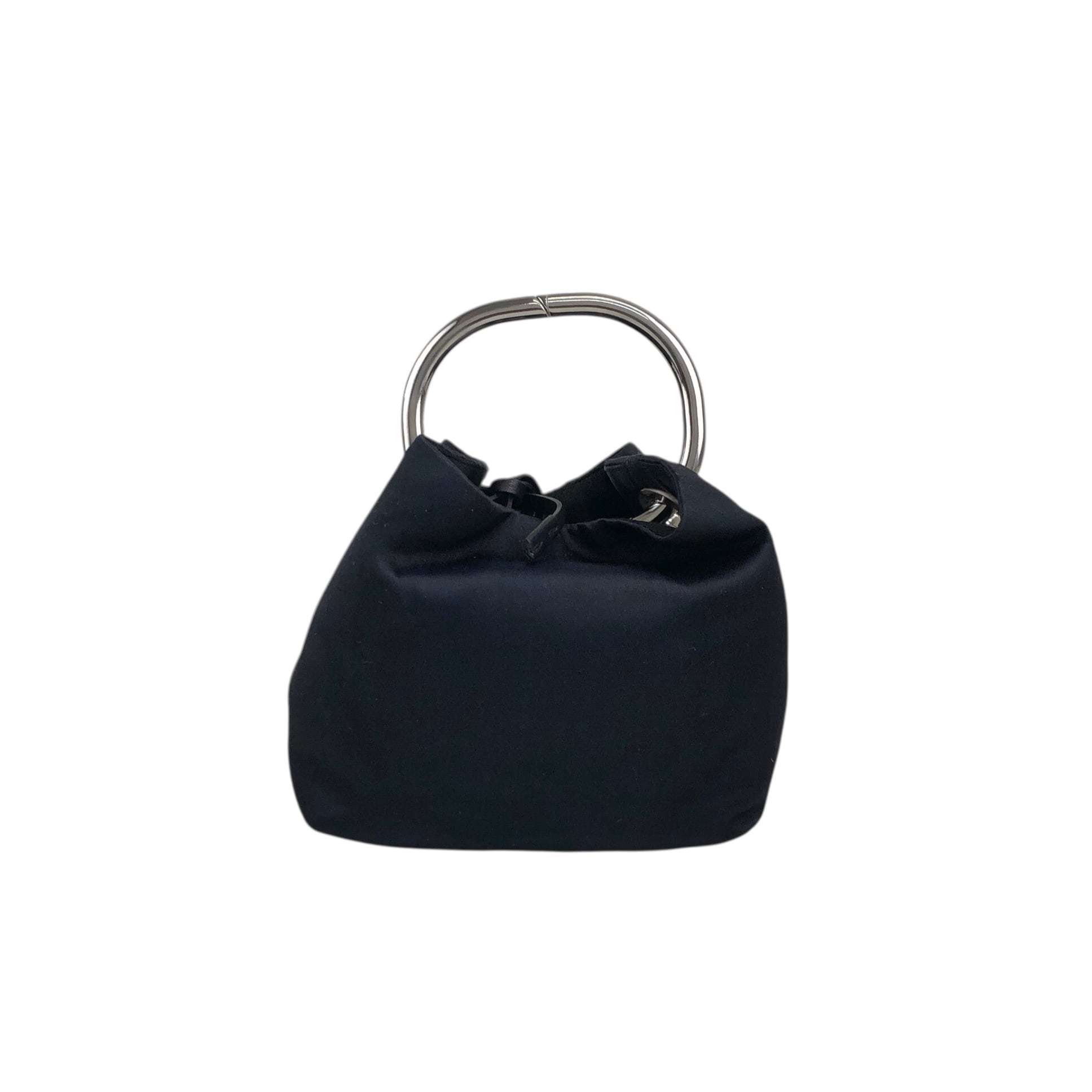 PRADA プラダ ハンドバッグ ブラック トライアングルロゴ サテン ミニ