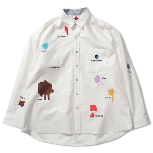 【PUNK DRUNKERS】パンクドランカーズ しみシャツ (WHITE)白