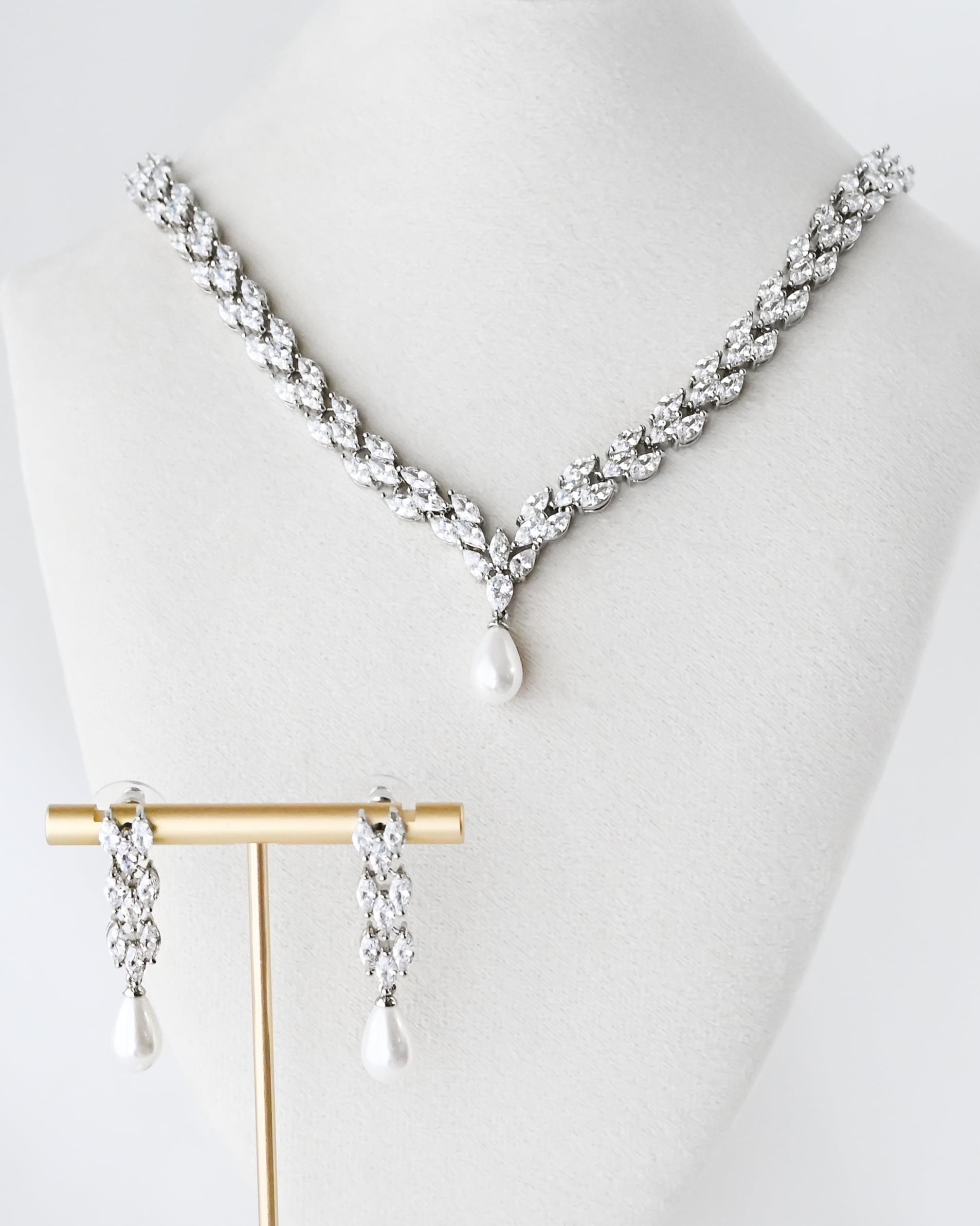 ウェディングネックレスピアスセット【NE2508-01】