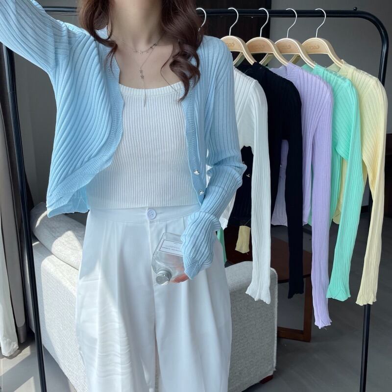 ショートセーター サマーカーディガンルーズホワイト薄手コート 夏物 シルク 1号婦人91571934073