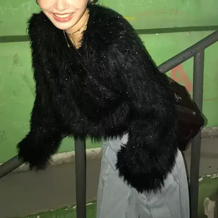 クロップドフェイクファートップスセーター【S-М】 | Stellaoggi