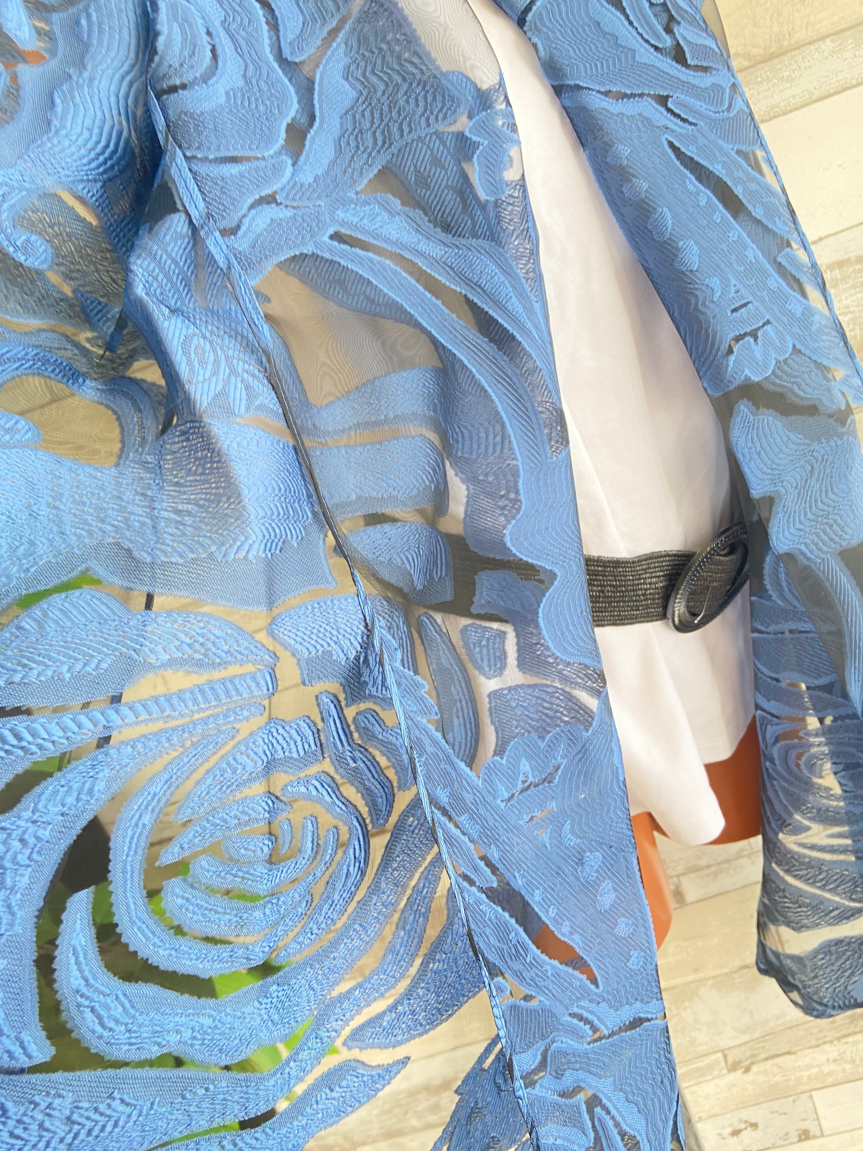 SLP AW13 シワ加工　ブルーローズ　ロングストール シースルーBLUE ROSE青バラ 大判ストール・ショール＆ロングスカーフ