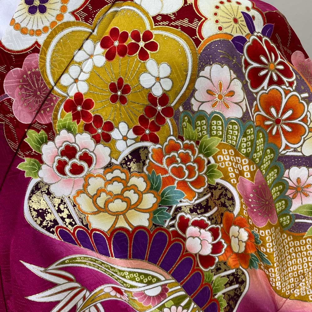 ｍ2219＊美品 正絹 桜 トールサイズ 手縫い仕立て 成人式 振袖単品 m2219＊美品 正絹 桜 トールサイズ 手縫い仕立て 成人式 振袖単品