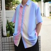 pastel color gradation pattern shirt