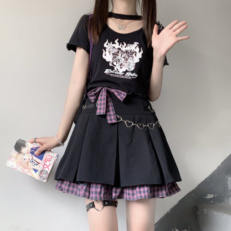 地雷系スカート❤ワンポイントミニリボン付きお洒落アイテム Amazon.co.jp: 地雷系 スカート レディース フリル ハイウエスト