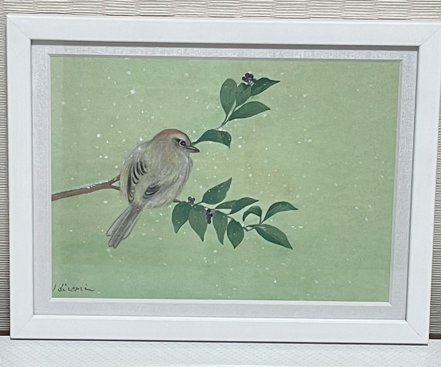 絵画　水彩画 百舌鳥に沈丁花 絵画 水彩画 百舌鳥に沈丁花 | アトリエひろ