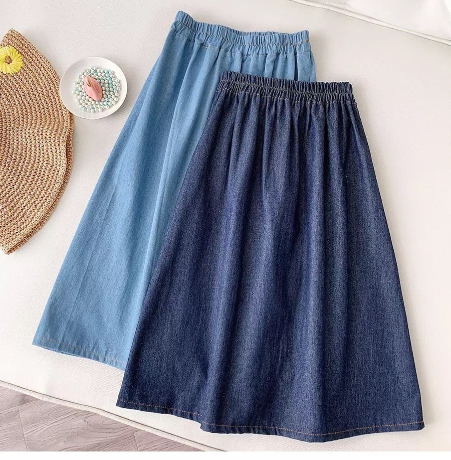 かわいいリボン猫、刺繍デニムスカート