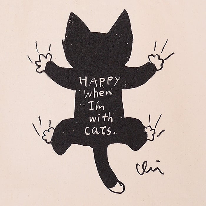 トートバッグ Clinging Cat [せなかねこ] M ナチュラル | necoya