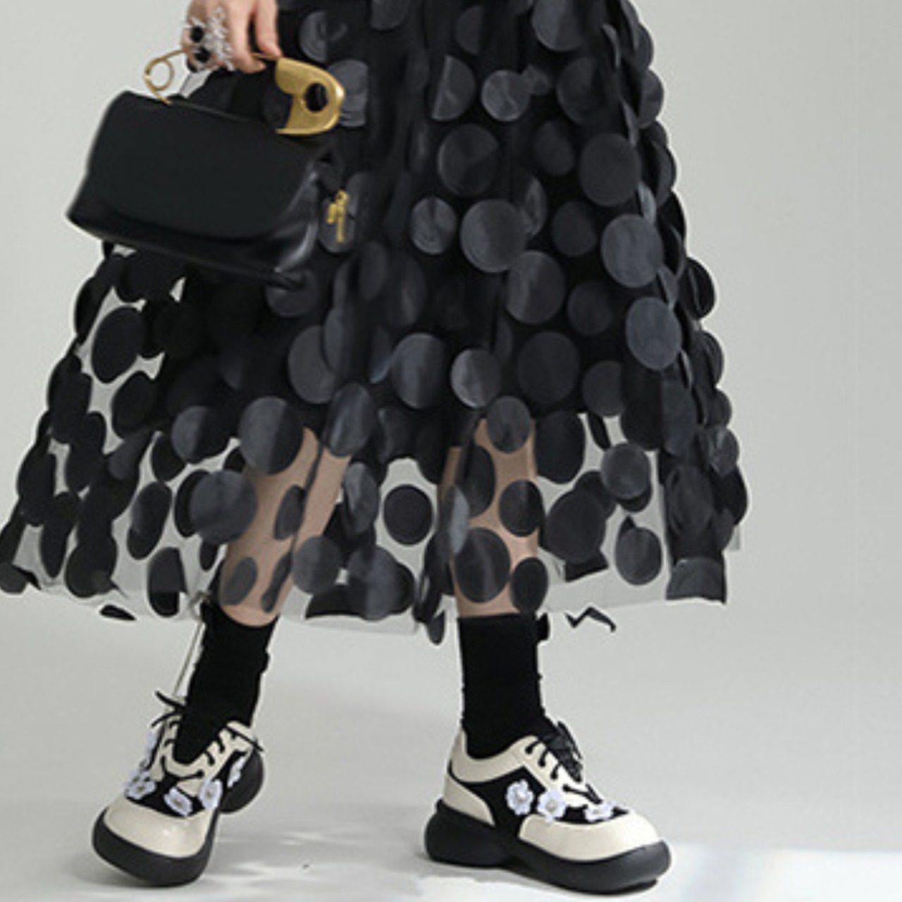 3D Dotted Waist A-Line Skirt(ME080)