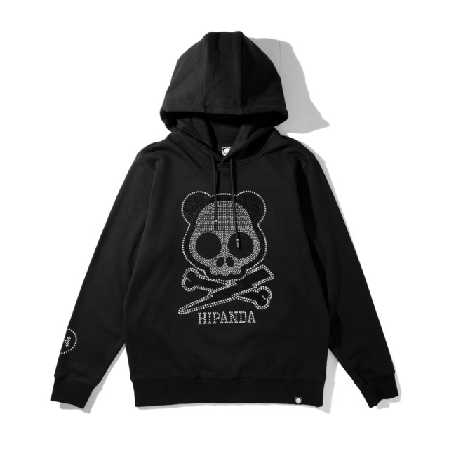 【HIPANDA 】1294/2300　ラインストーン フーディー スウェット RHINESTONE HOODIE SWEAT SHIRT / BLACK