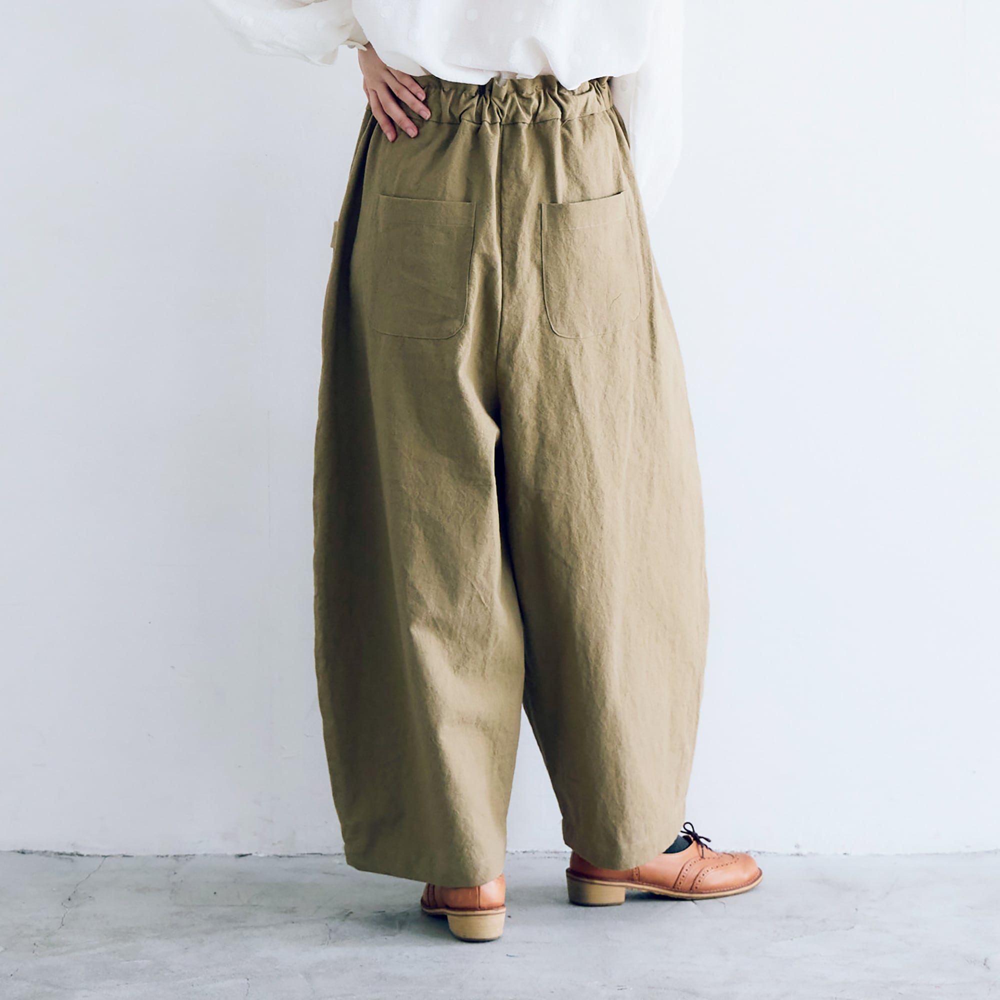 MAGALI】コットンリネンアンティークキャンバス・フラップパンツ