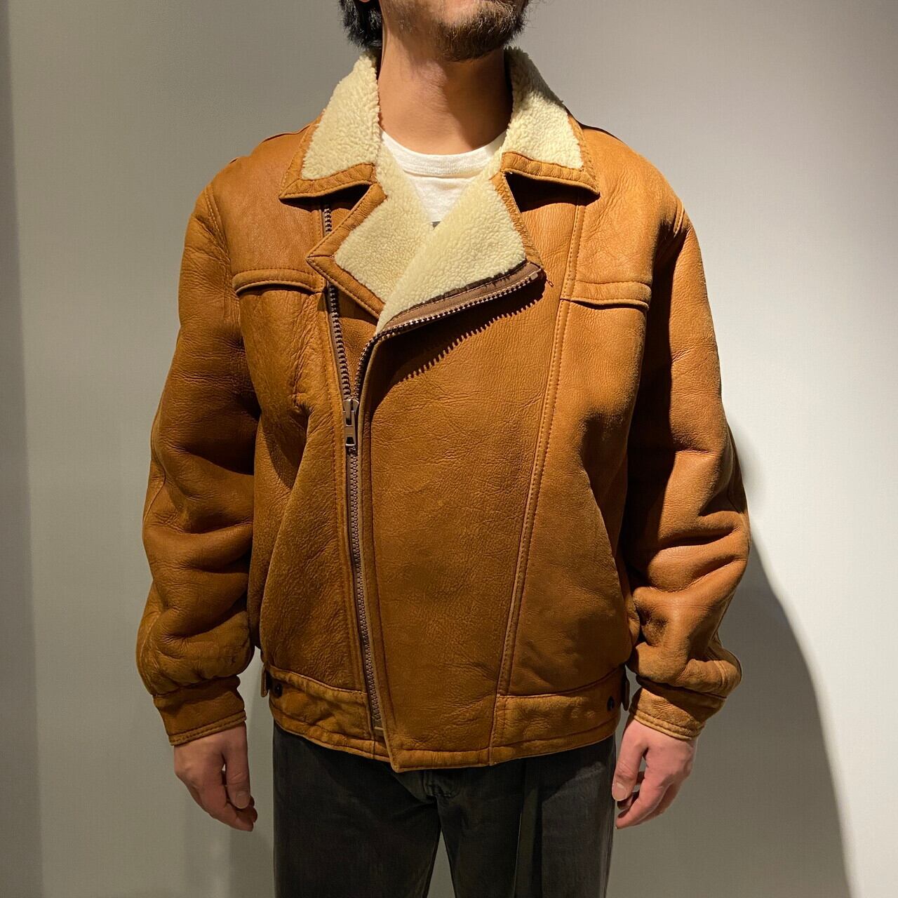 ヴィンテージ USA製 ライダースタイプ リアルムートンジャケット  