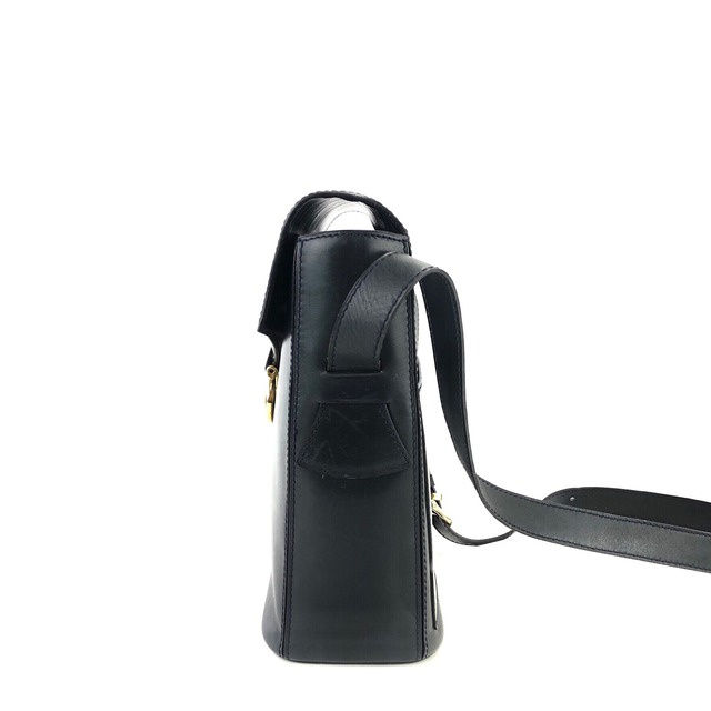 CELINE　セリーヌ　ホースシュー　レザー　ショルダーバッグ　ネイビー　vintage　ヴィンテージ　オールドセリーヌ　k6w24n