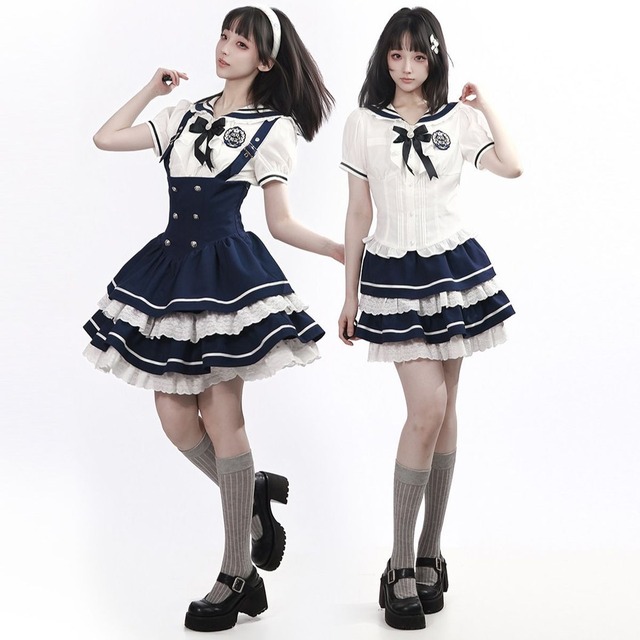 ネイビーマリン学園フリルセットアップ:トップス