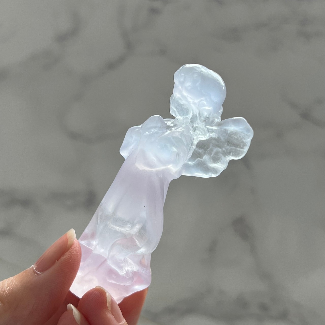 天使モチーフ*ラベンダーピンクフローライト*エンジェル*天然石*天然石インテリア*置き物