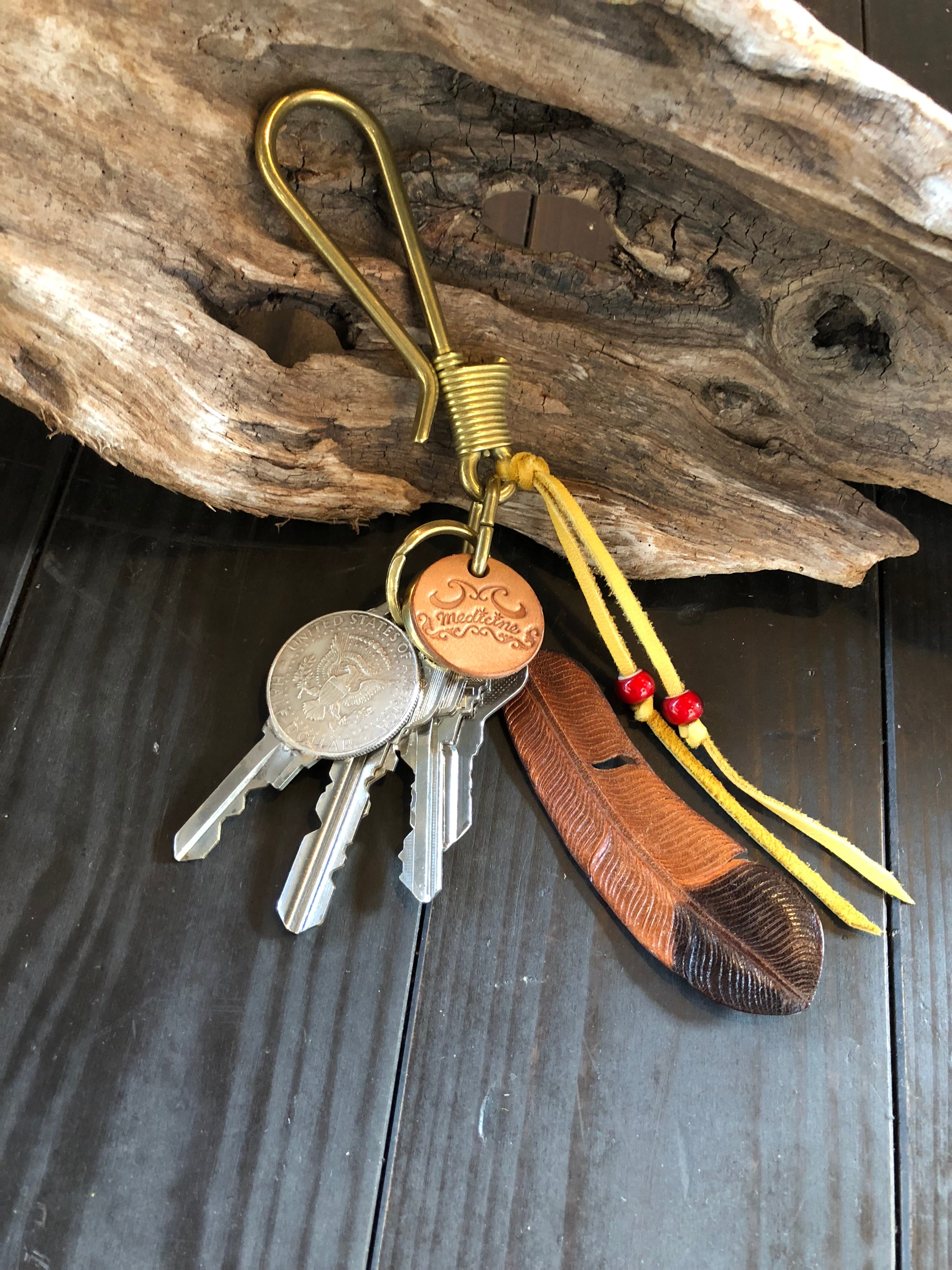 T.S vintage フック(釣り針り)型キーホルダー 約10cm 釣り針フックキーホルダー | medicineleather