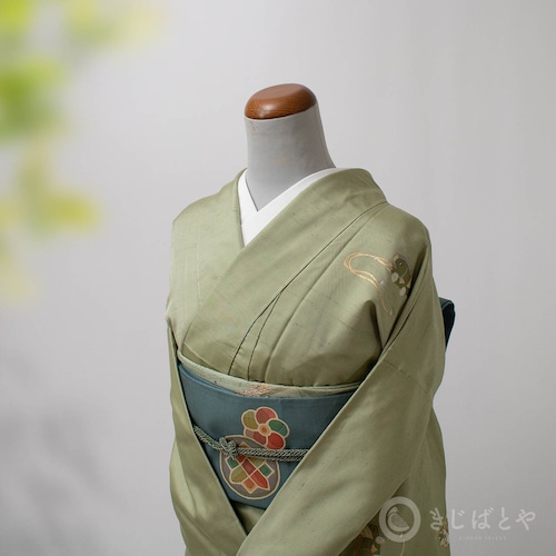 正絹紬　柳煤竹茶のおもちゃづくし　袷