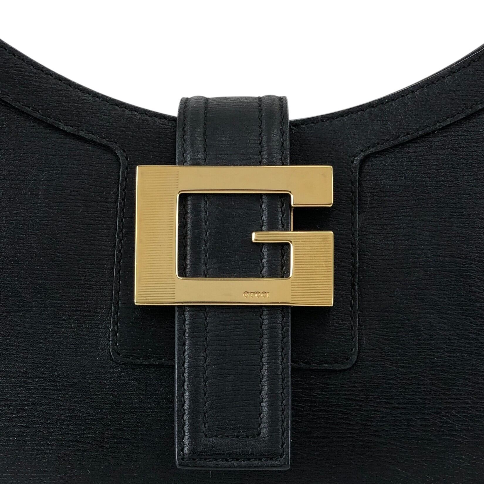 GUCCI グッチ ショルダーバッグ ブラック Gモチーフ レザー ワン