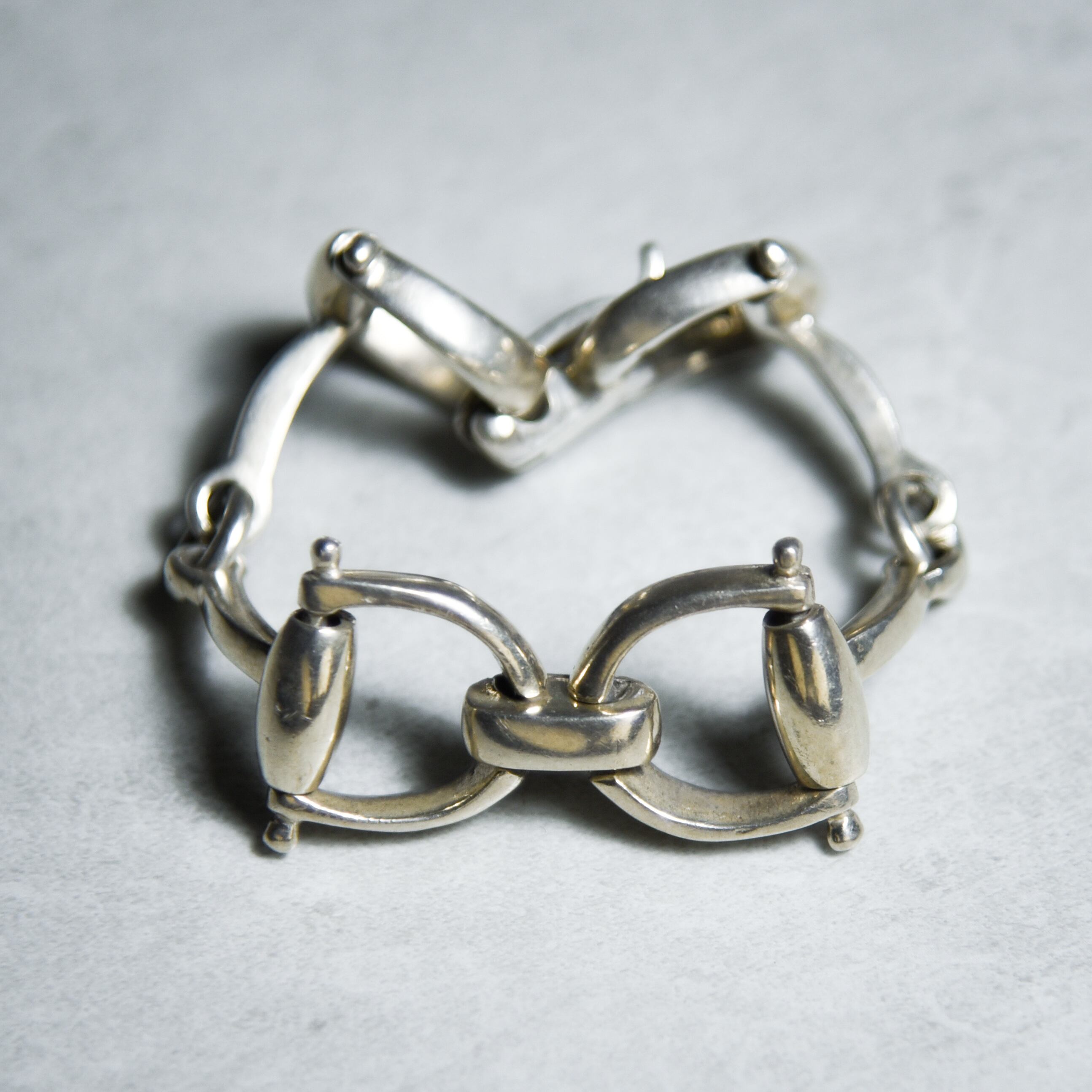 British Vintage Silver Bit Chain Bracelet イギリス ヴィンテージ