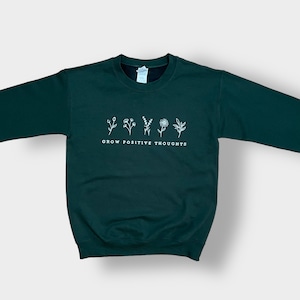 GILDAN スウェットシャツ トレーナー プリント S ディープグリーン クルーネック SWEATSHIRTS US古着