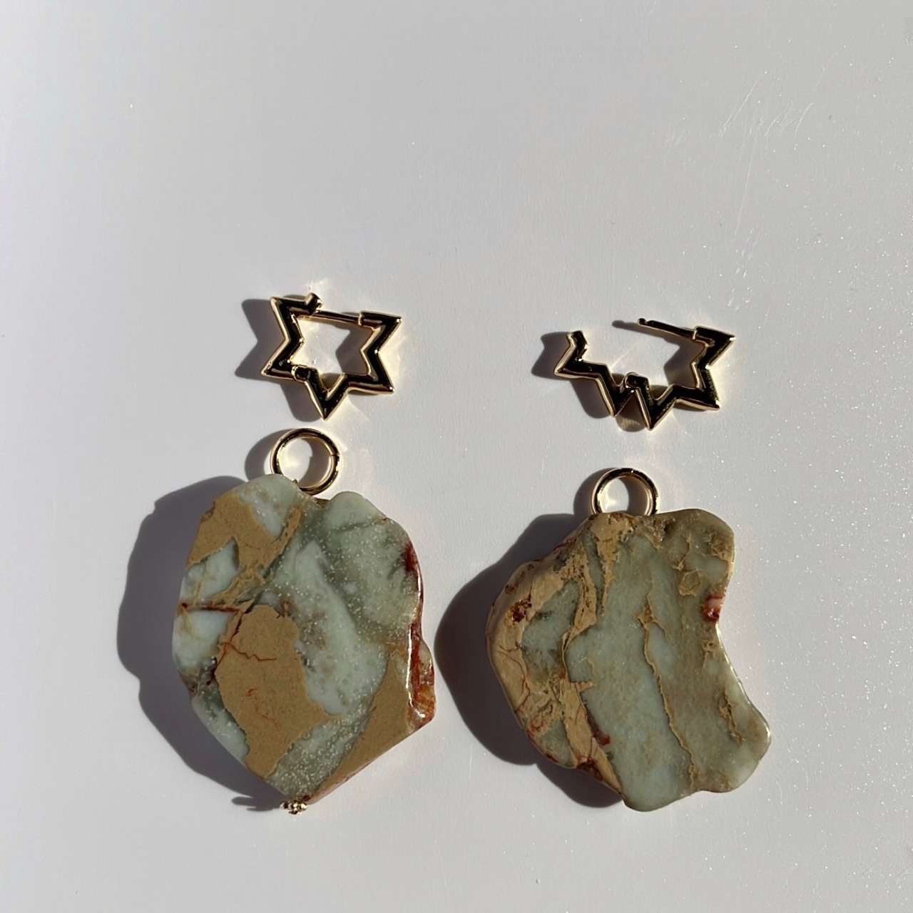 ［2way］アクアテラジャスパー　大ぶりピアス