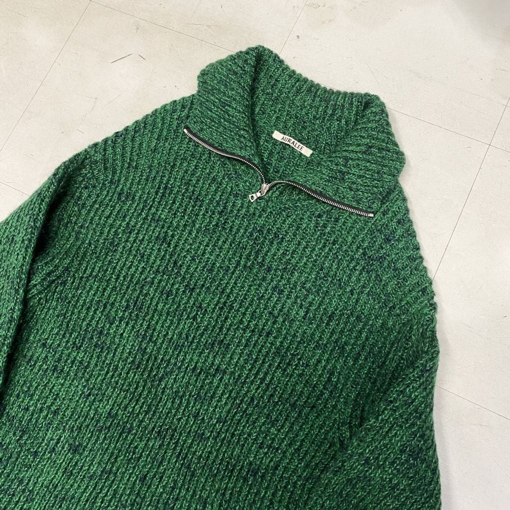 AURALEE オーラリー 22AW WOOL BABY ALPACA MIX RIB KINT ZIP TURTLE