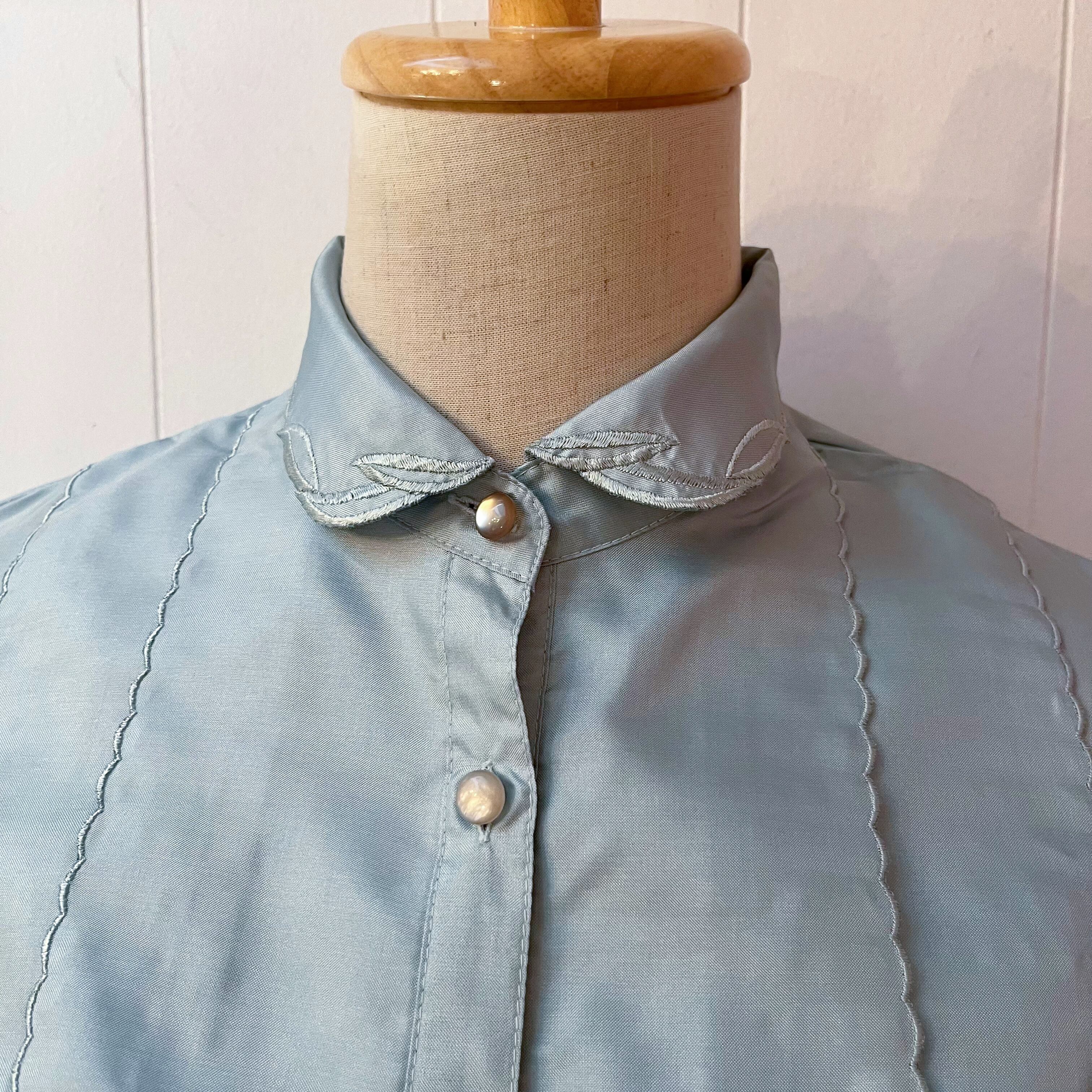 mint green embroidery blouse