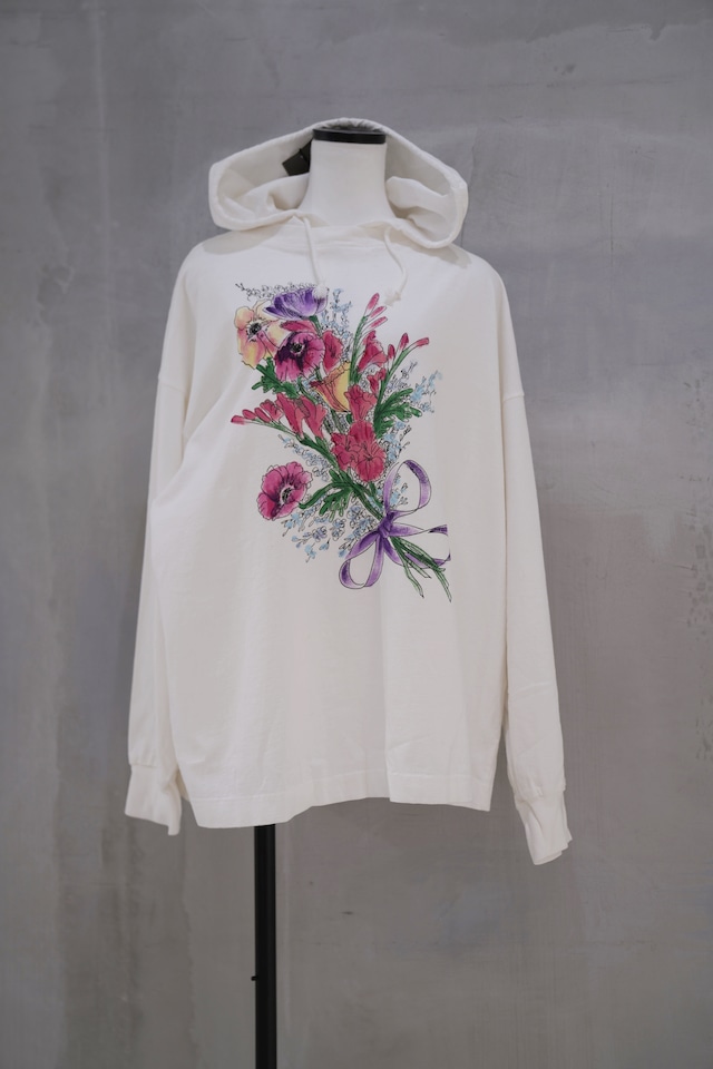 Flower cut hooded parka