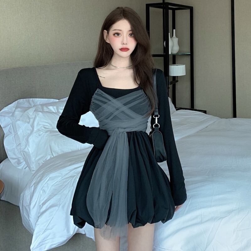 薄手ブラックオータム 秋物 メッシュ スカート YY-ファッション25847122132