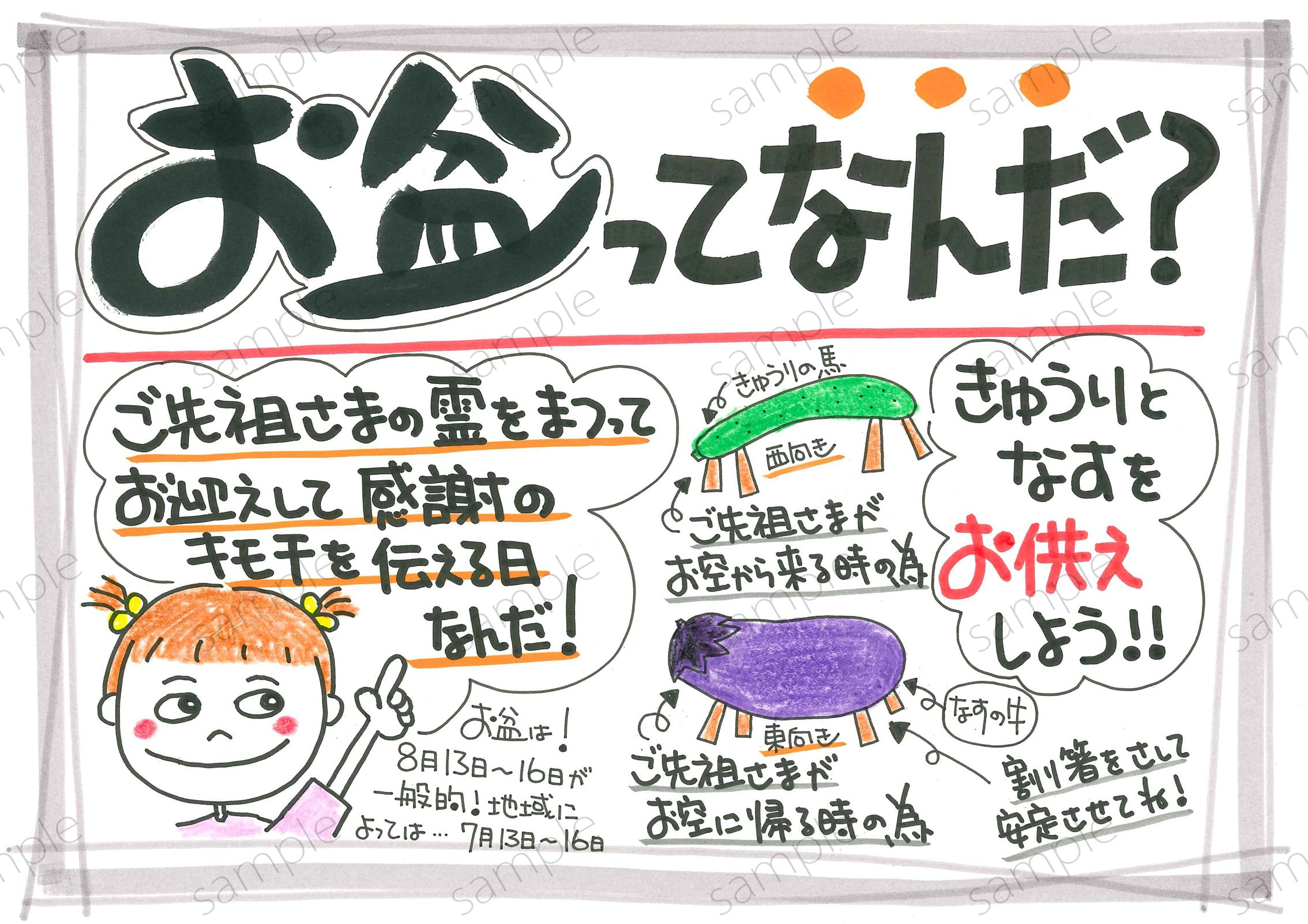 お盆ってなんだ？ | 前田りかPOP工場｜手書きPOPのデータ販売