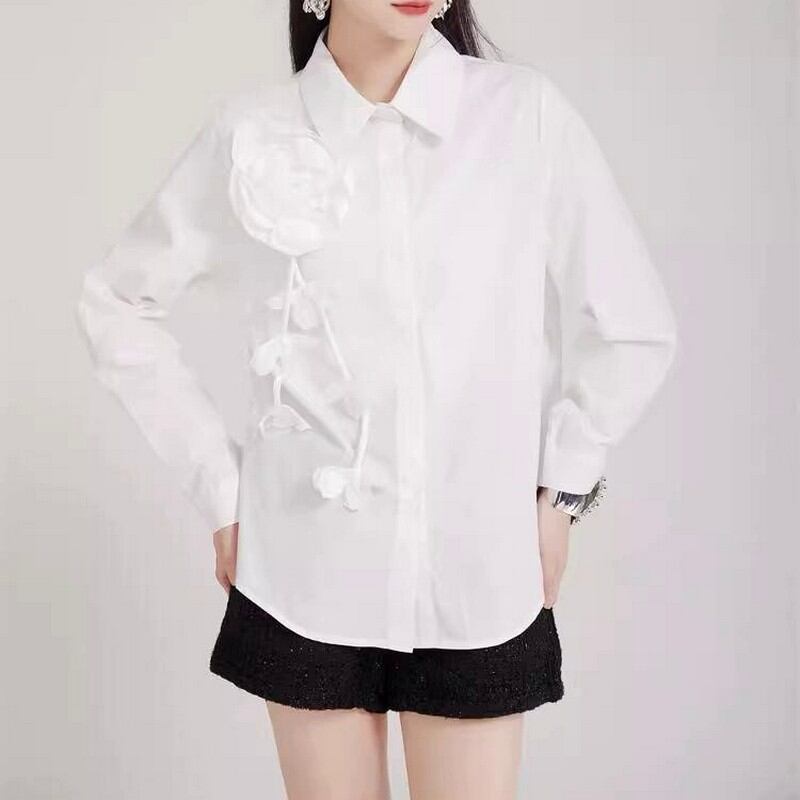 ハイエンド立体花シャツトップス A0294