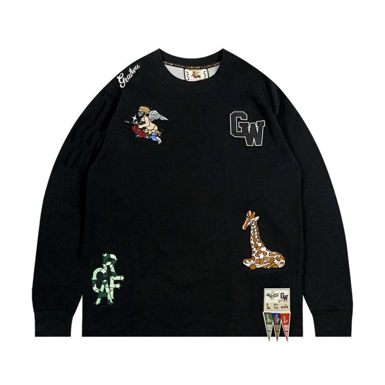 ストリート GRAF キリン 刺繍 ロングTシャツ T309
