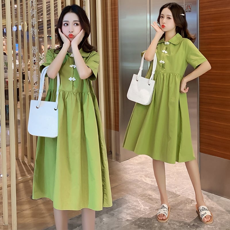 Angelシリーズ チャイナ風ワンピース ドレス 中華服 グリーン 緑 可愛い Aライン 大きいサイズ Elegant