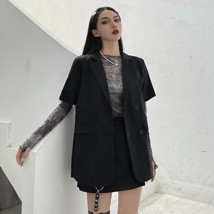 スタイルルーズカーディガンダークジャケット ウェスト薄手 ストリート ケッペル93297844493