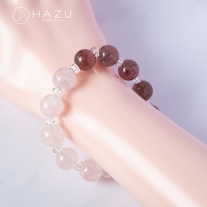 愛と若さを呼ぶ大玉ブレス［ストロベリークォーツ／ローズクォーツ／水晶］