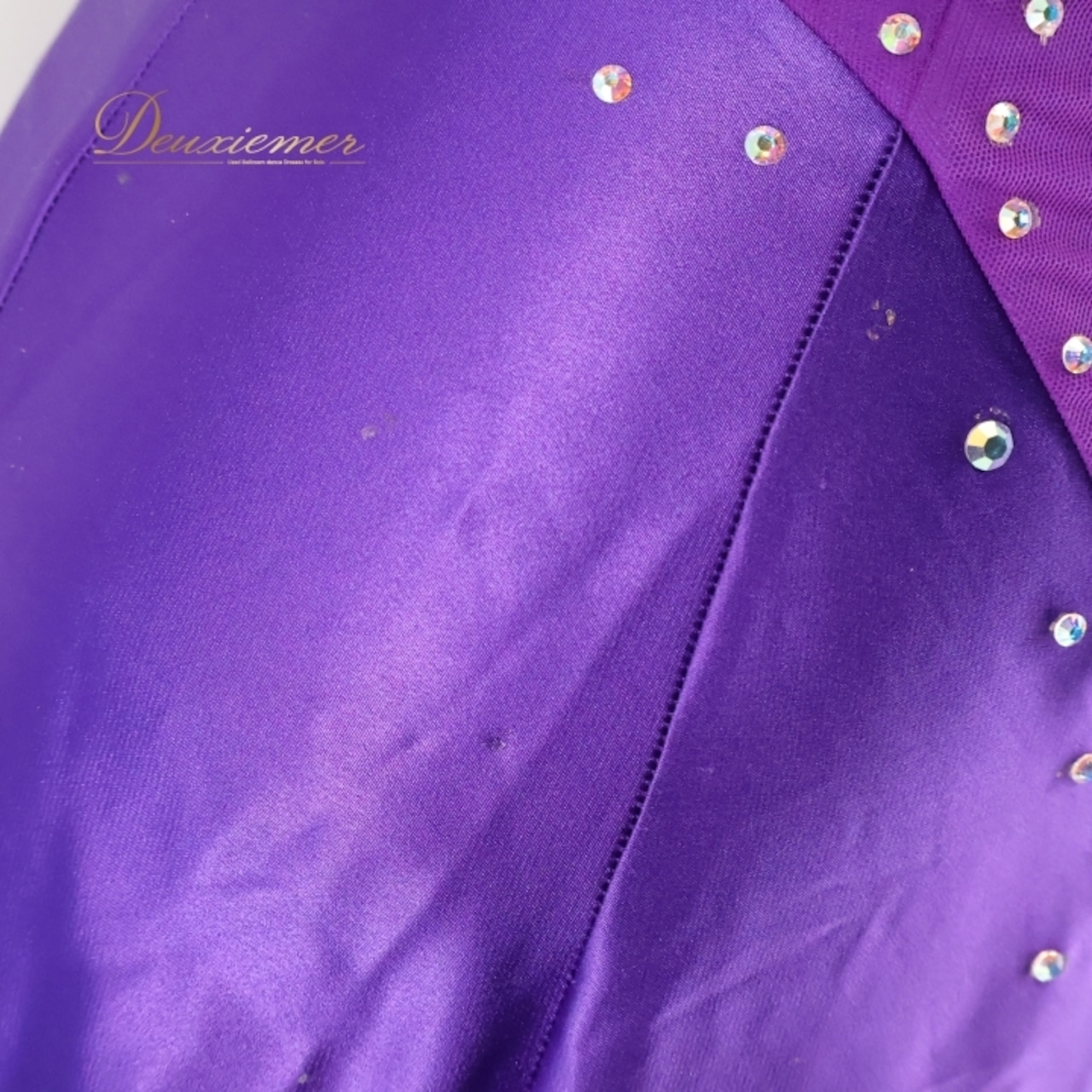 社交ダンス 衣装 スタンダードドレス ドレス スタンダード ワンピース 紫 フロート in the MOOD インザムード デモ 競技 ダンス パーティ 発表会 パープル系 ブルー系 光沢感 レディース おしゃれ スカート 3枚重ね ダンスウェア 発表会衣装 フロア用