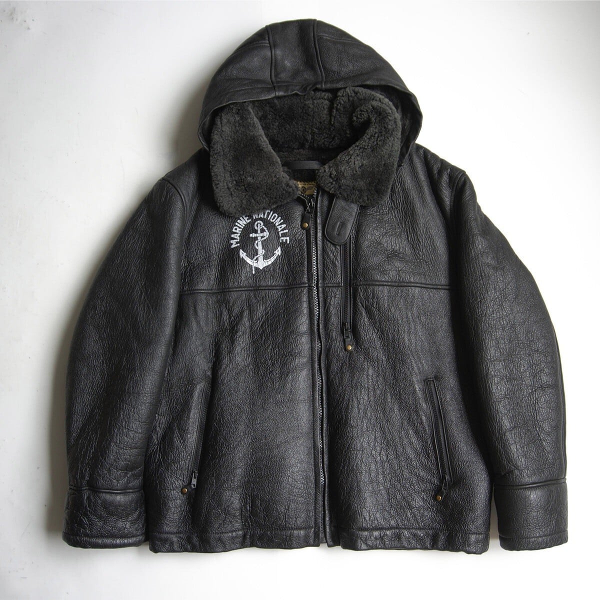 【極美品/ビッグサイズXL】MORGAN PRODUCTIONS【フランス海軍 DECK PARKA】ブラック デッキ ムートンジャケット モーガン 26070295 極美品/ビッグサイズXL】MORGAN PRODUCTIONS【フランス海軍 DECK PARKA
