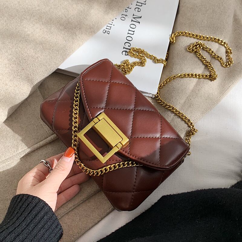 チェーン オータムウィンターミニレッド 秋物 冬物 スクウェア メッセンジャーバッグ 手作りハンドバック53454212024