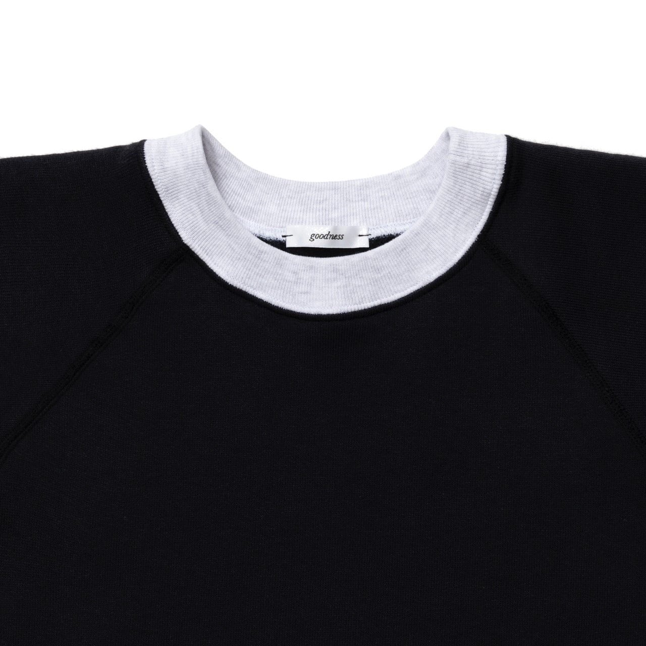 goodness trim crew neck sweat shirtBLACK