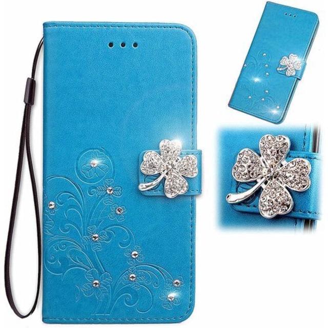 に適用するiPhone SE 第3世代 2022 / iPhone SE 第2世代 2020 / iPhone8 / iPhone7 ケース 手帳型 ノートブック型携帯保護カバー多機能携帯ホルスター財布携帯ホルダーバンプパターンテクスチャ耐久性摩擦耐性携帯ケース男性と女性に適した多色オプション z四つ葉のクローバーブルー 2280
