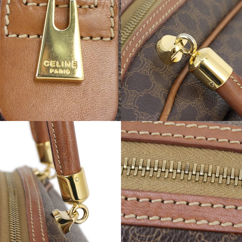 Vintage CELINE セリーヌ ハンドバッグ マカダム PVCキャンバス レザー