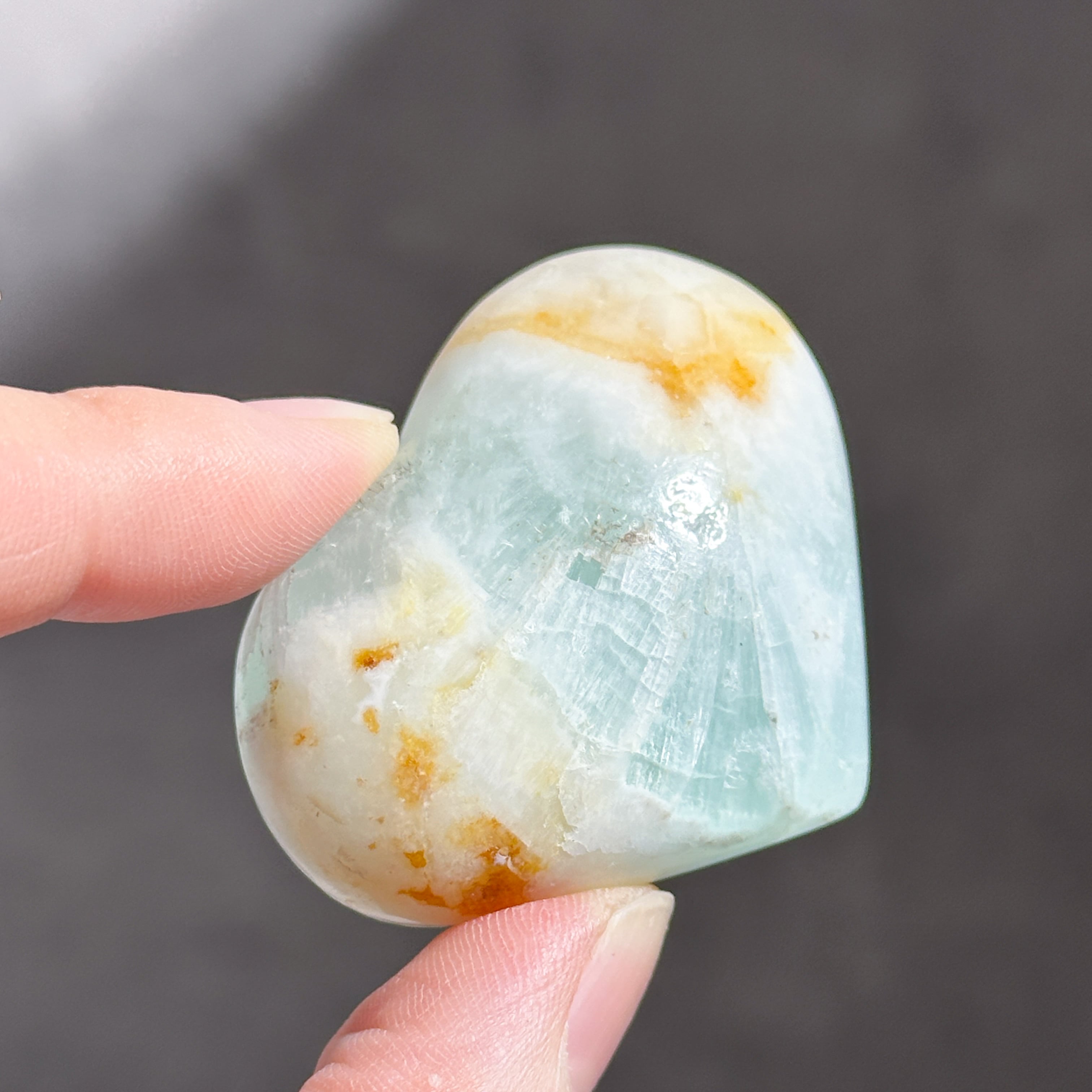 カリビアンブルーカルサイト ハート 42◇ Caribbian Blue Calcite