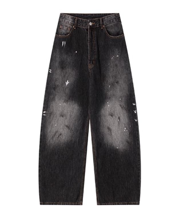 Graffiti Painted Loose Denim Pants 0003