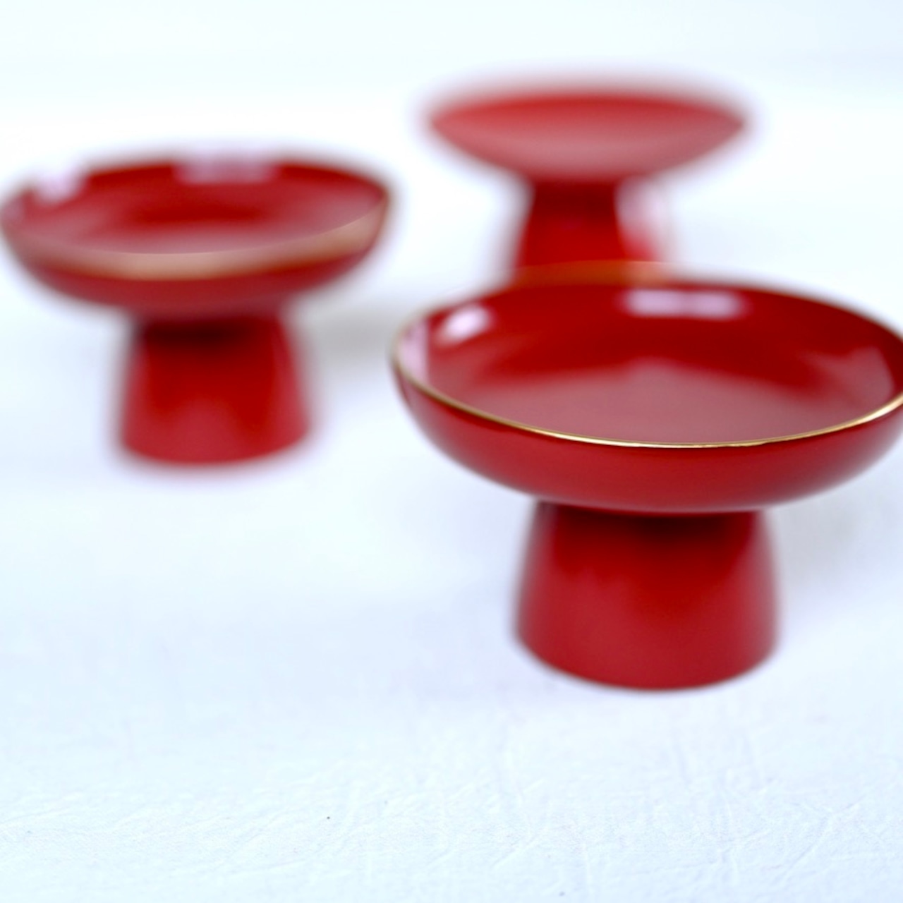 明治時代の輪島塗の高坏 金縁