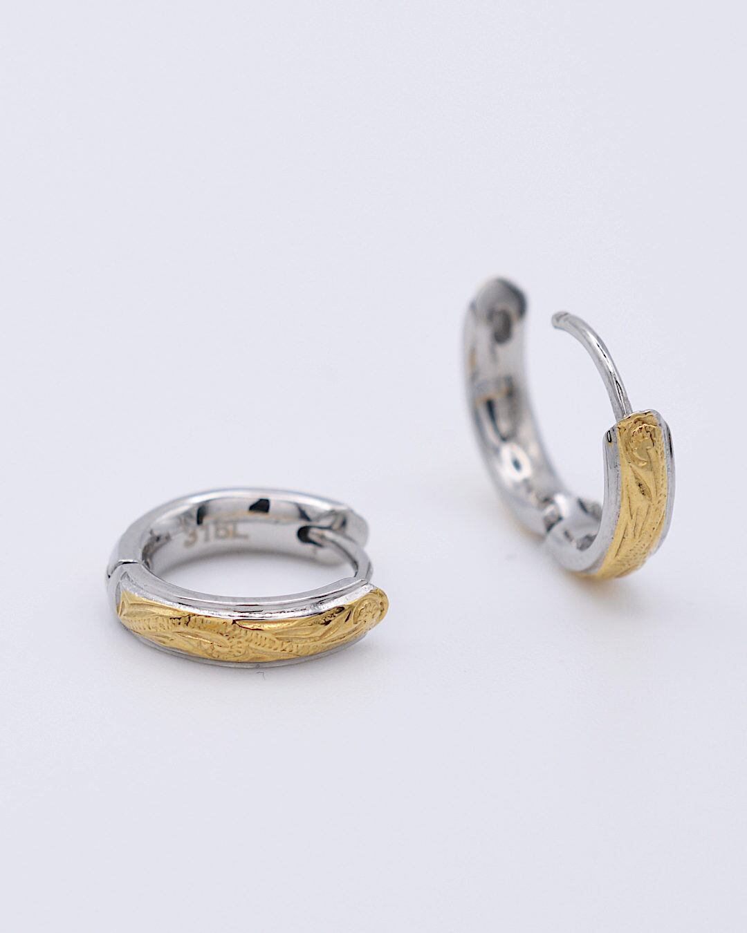 Stainless イエローゴールド 2Toneピアス