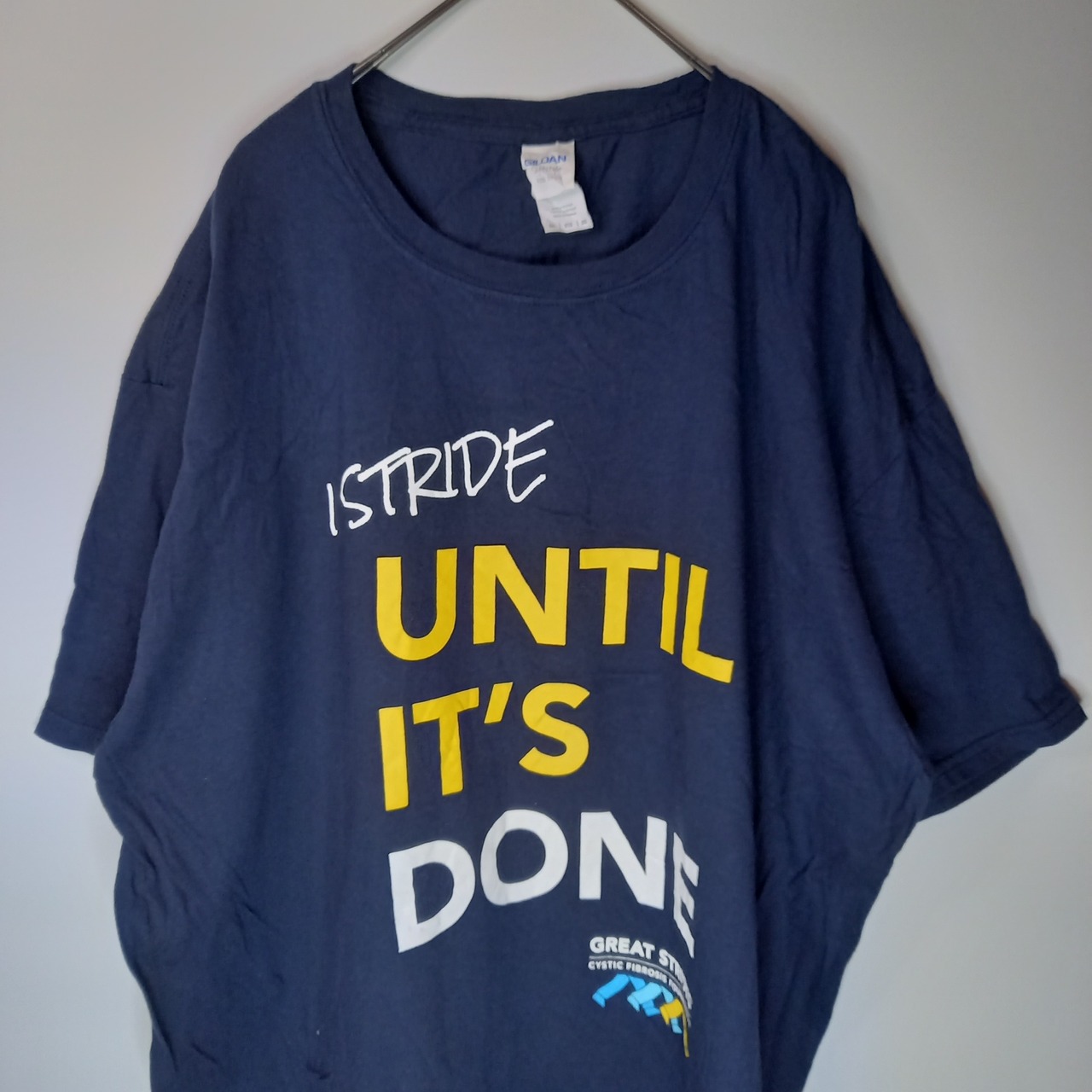 ギルダン　クルーネック　プリントT　企業ロゴ　オーバーサイズ　ネイビー　2XL