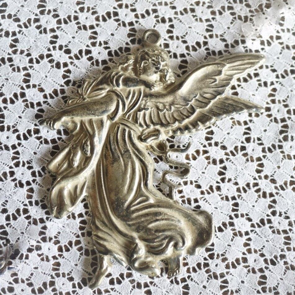 ヴィンテージ 子供を抱く守護天使 錫飾り