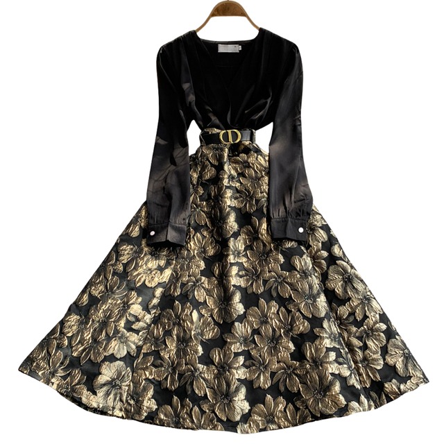 Noir Gold Bloom Dress　a0241