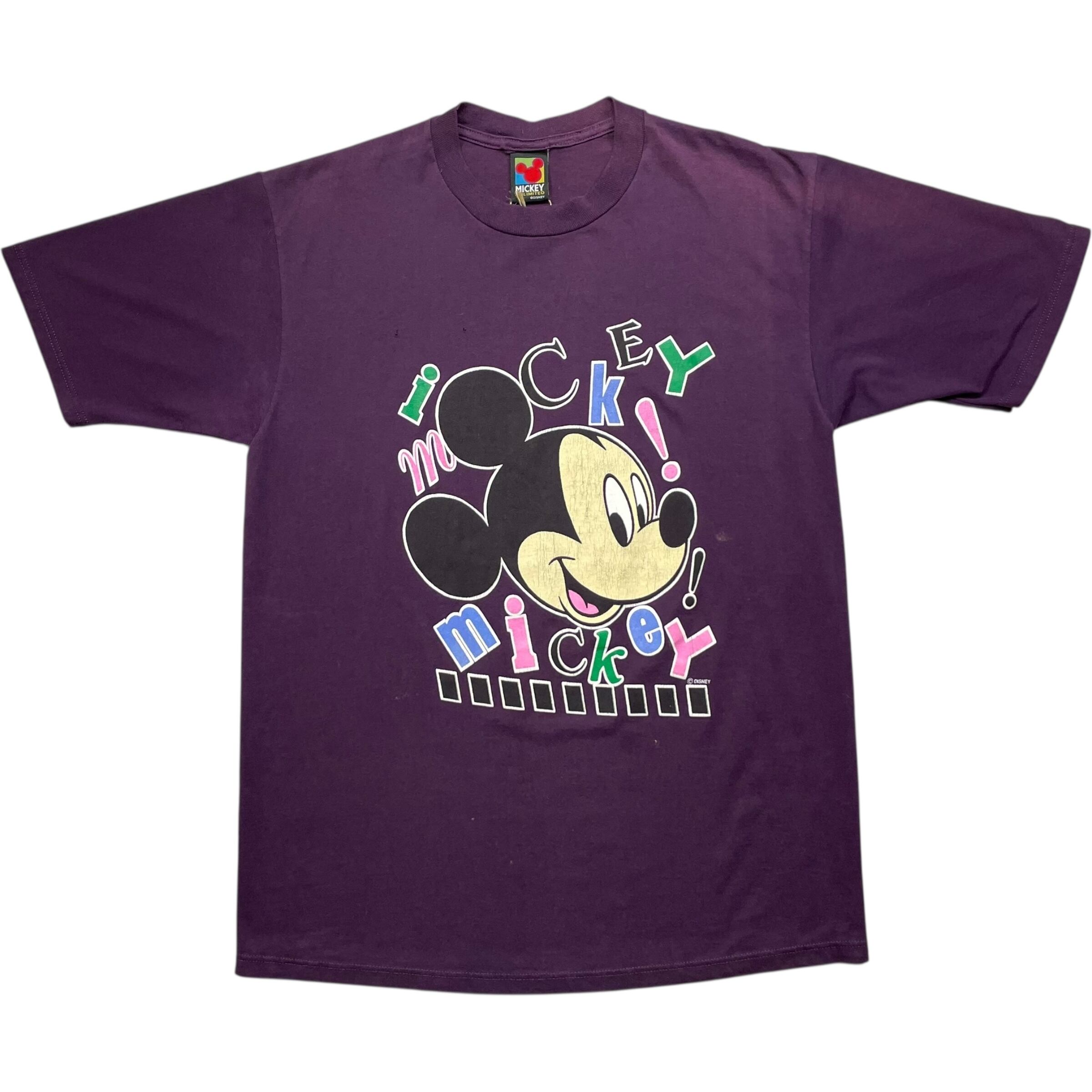 《L》 MICKEY UNLIMITED Disney ディズニー Tシャツ ミッキーマウス プリント パープル USA製 90年代〜 no.7593